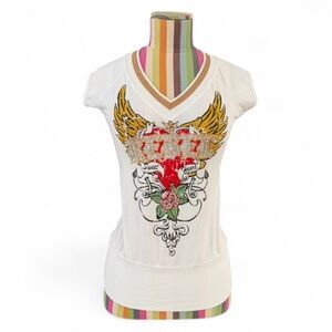 Vintage Umgee Sparkle Rebel Graphic Tee V-Neck